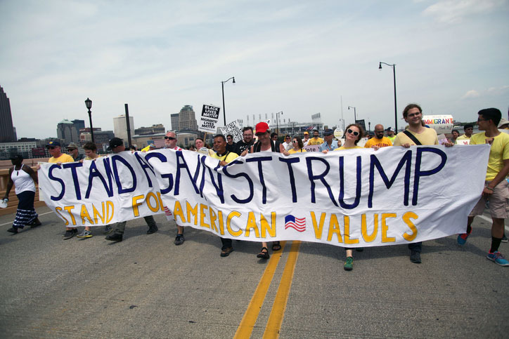 anti trump rally in the streets